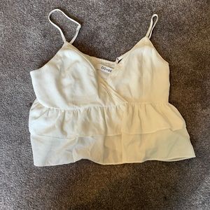 White ruffle tank top